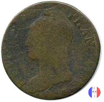 5 centesimi - ribattuti su monete da 1 decimo 1796-1797 (Limoges)