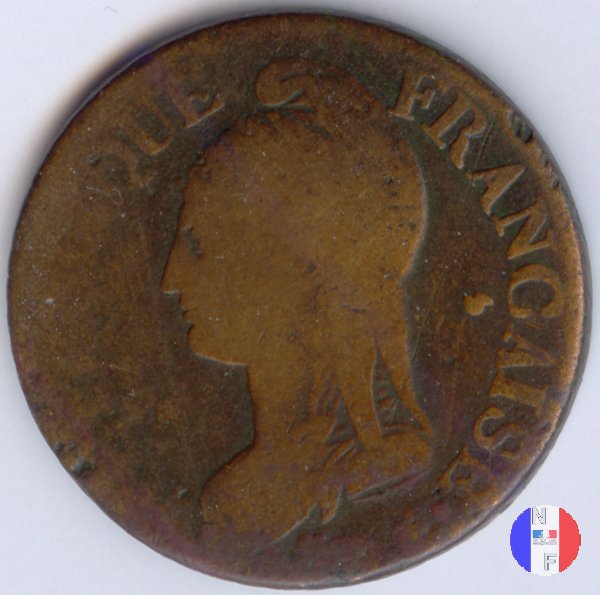 5 centesimi - ribattuti su monete da 1 decimo 1796-1797 (Orleans)