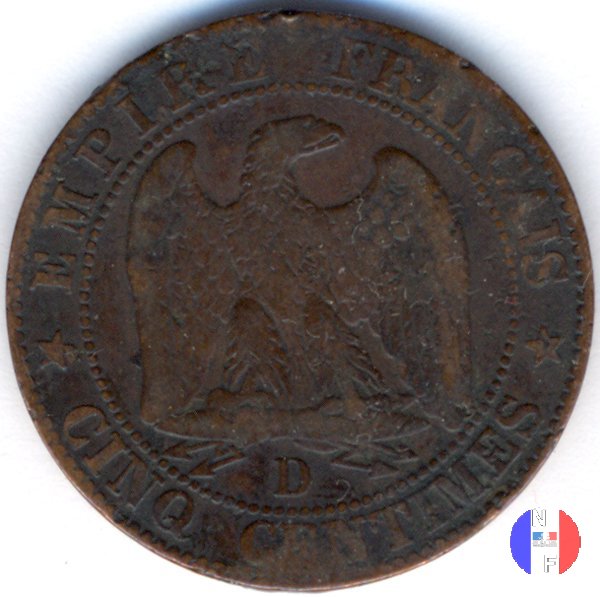 5 centesimi - testa nuda 1854 (Lione)