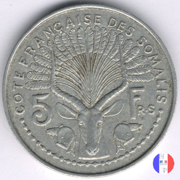 5 franchi Costa francese dei somali - R.F. 1959 (Parigi)