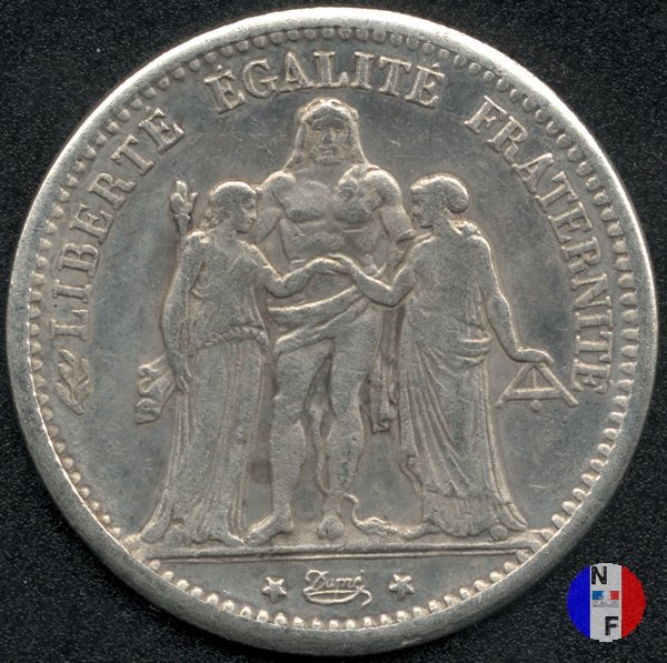 5 franchi Ercole 1875 (Parigi)