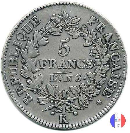 5 franchi 1797-1798 (Bordeaux)