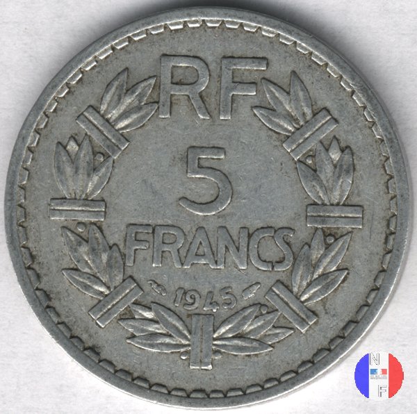 5 franchi - alluminio 1945 (Parigi)