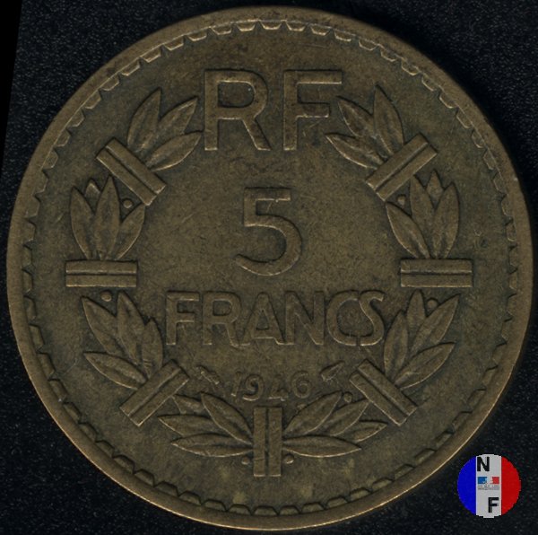 5 franchi - bronzo-alluminio 1946 (Parigi)