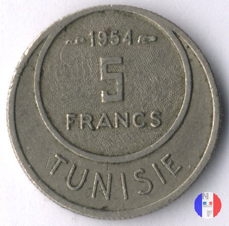 5 franchi cupronickel 1954 (Parigi)