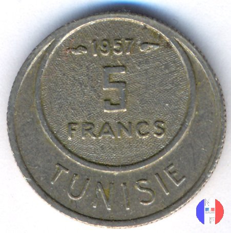 5 franchi cupronickel 1957 (Parigi)