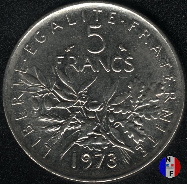 5 franchi seminatrice - cupronickel 1973 (Parigi)