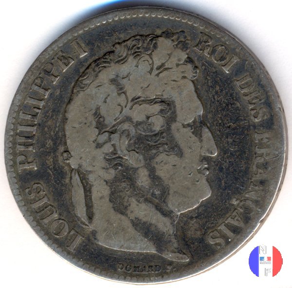 5 franchi - testa coronata 1839 (Rouen)