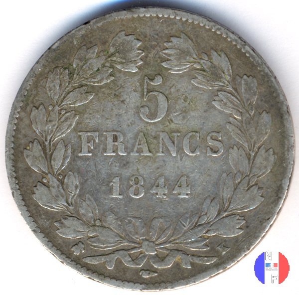 5 franchi - testa coronata 1844 (Bordeaux)