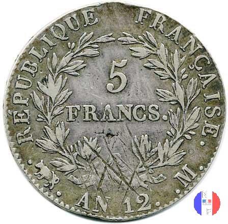 5 franchi - testa nuda 1803-1804 (Tolosa)