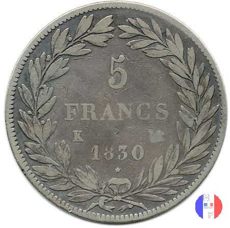 5 franchi - testa nuda 1830 (Bordeaux)