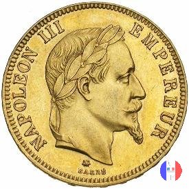 100 franchi - testa laureata 1864 (Parigi)