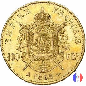 100 franchi - testa laureata 1864 (Parigi)