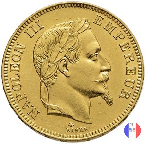 100 franchi - testa laureata 1868 (Parigi)