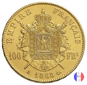 100 franchi - testa laureata 1868 (Parigi)