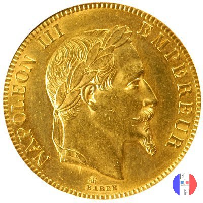 100 franchi - testa laureata 1869 (Parigi)