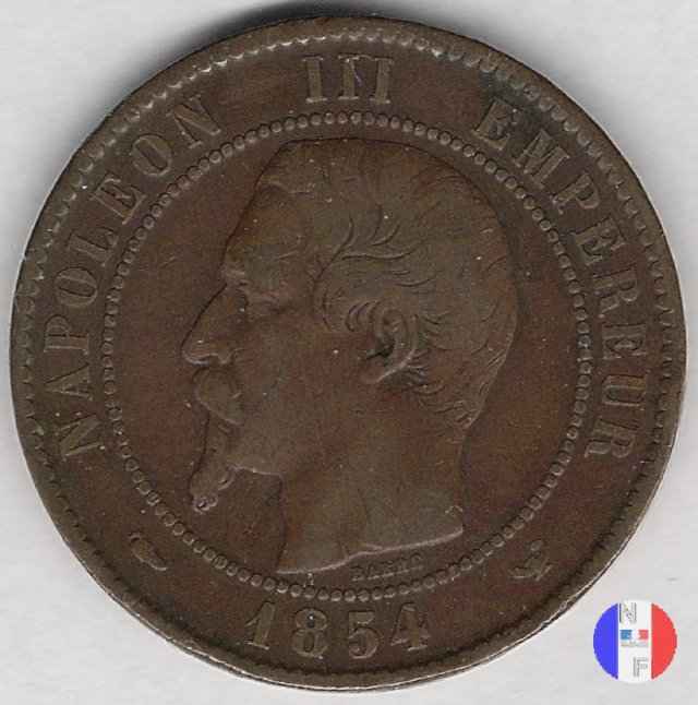 10 centesimi - testa nuda 1854 (Lilla)