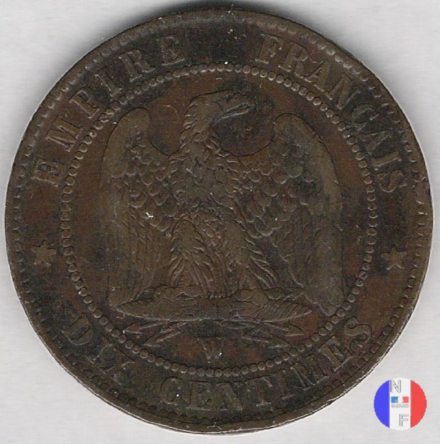 10 centesimi - testa nuda 1854 (Lilla)