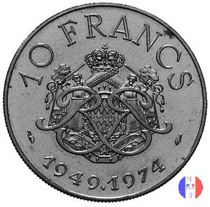 10 franchi 1974 - 25 anni di regno 1974 (Pessac)