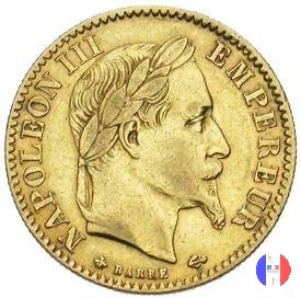 10 franchi - testa laureata 1865 (Parigi)