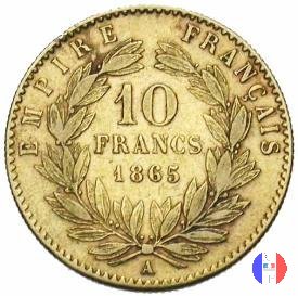 10 franchi - testa laureata 1865 (Parigi)