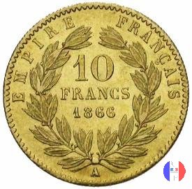 10 franchi - testa laureata 1866 (Parigi)