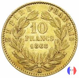 10 franchi - testa laureata 1868 (Parigi)