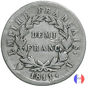 1/2 franco - testa laureata, tipo Empire 1811 (Torino)