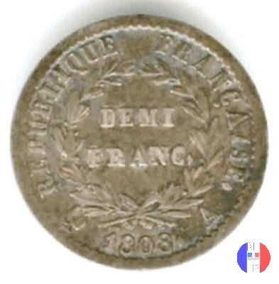 1/2 franco - testa laureata, tipo Republique 1808 (Parigi)