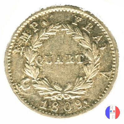 1/4 di franco - testa laureata 1809 (Parigi)