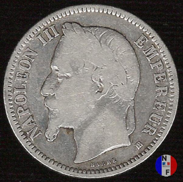 1 franco - testa laureata 1868 (Strasburgo)