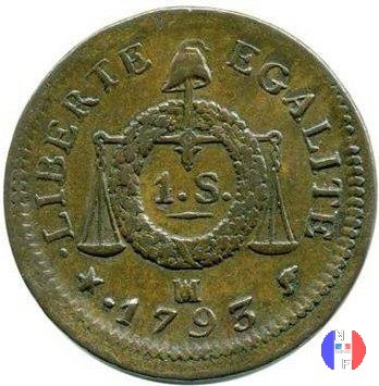 1 sol - tipo françoise 1793 (Marsiglia)