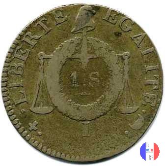 1 sol - tipo françoise, senza anno (1794) 1794 (Limoges)