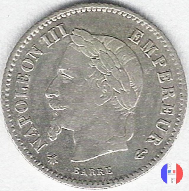 20 centesimi - testa laureata, grande modulo 1867 (Parigi)