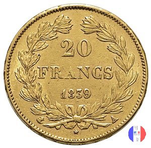 20 franchi - testa coronata 1839 (Parigi)