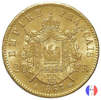 20 franchi - testa laureata 1863 (Parigi)