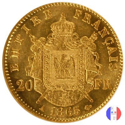 20 franchi - testa laureata 1865 (Parigi)