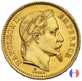 20 franchi - testa laureata 1865 (Parigi)