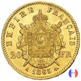 20 franchi - testa laureata 1865 (Parigi)