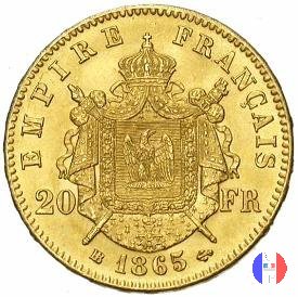 20 franchi - testa laureata 1865 (Strasburgo)