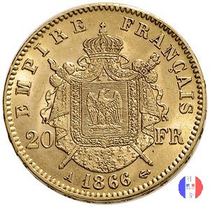 20 franchi - testa laureata 1866 (Parigi)