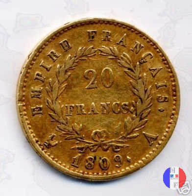 20 franchi - testa laureata, tipo Empire 1809 (Parigi)