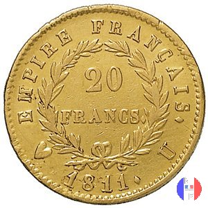 20 franchi - testa laureata, tipo Empire 1811 (Torino)