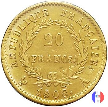 20 franchi - testa laureata, tipo Republique 1808 (Parigi)