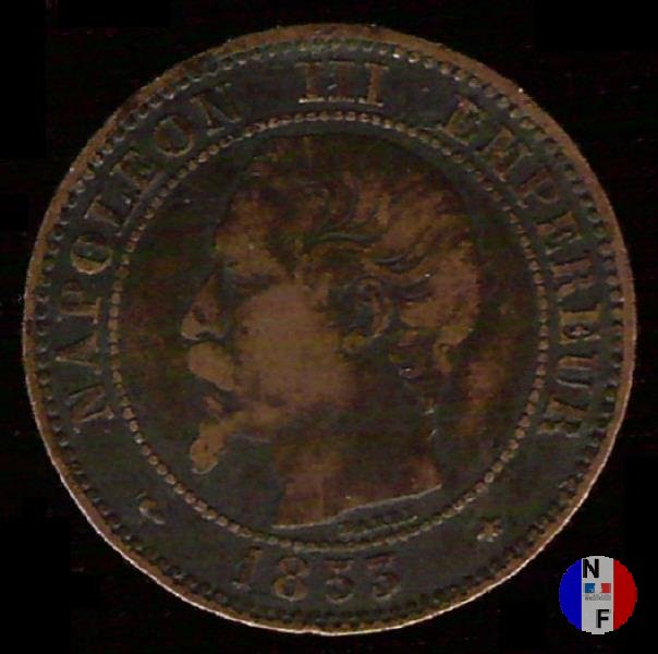 2 centesimi - testa nuda 1853 (Strasburgo)