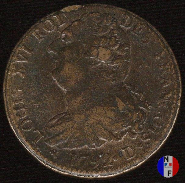 2 sols - tipo françois 1792 (Lione)