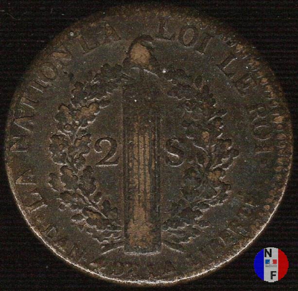 2 sols - tipo françois 1792 (Lione)