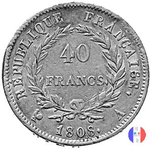 40 franchi - testa laureata, tipo Republique 1808 (Parigi)