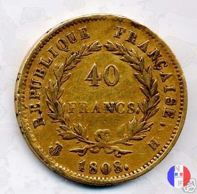 40 franchi - testa laureata, tipo Republique 1808 (La Rochelle)