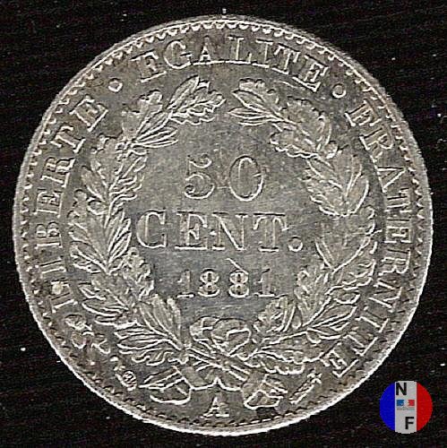 50 centesimi Cerere 1881 (Parigi)